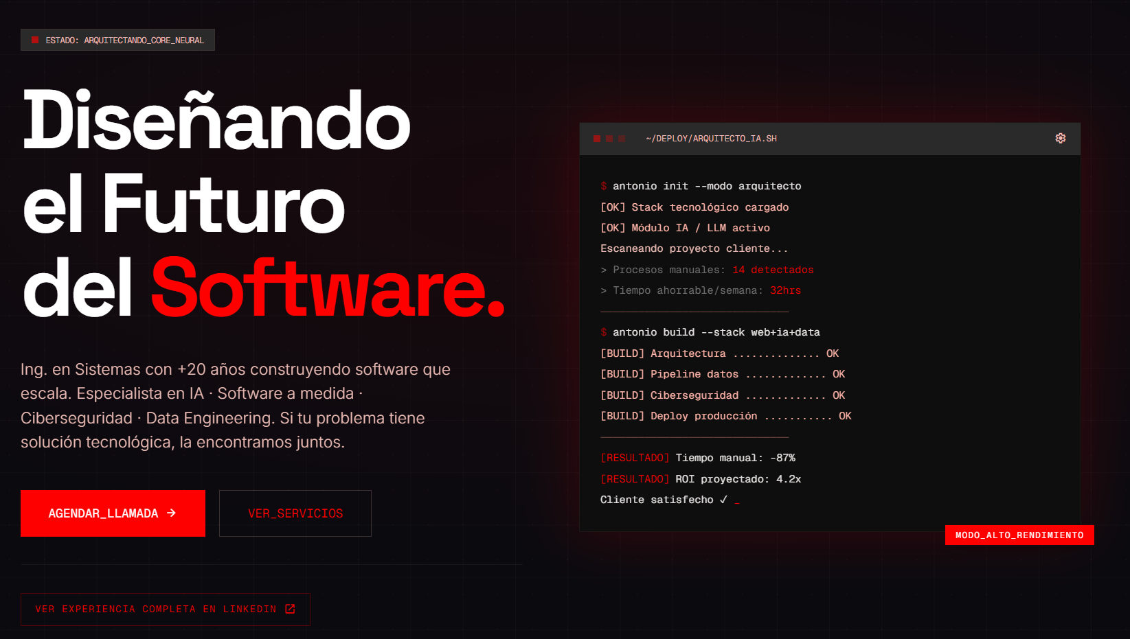 Vista previa del sitio Antonio Software, división especializada en inteligencia artificial