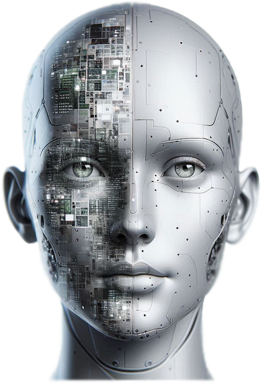Prototipo de inteligencia artificial con rostro digital IA Infinitia